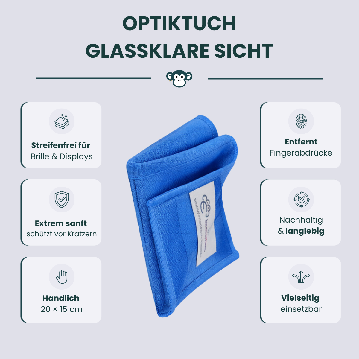 MonkeyClean® Optiktuch 3er-Set – glasklare Sicht