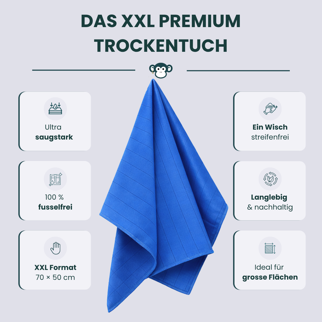 MonkeyClean® 3er-Set Premium XXL-Trockentuch – riesig, saugstark