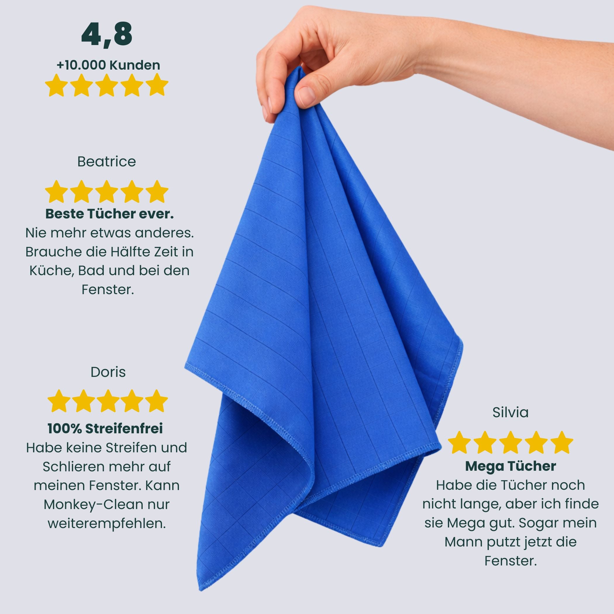 MonkeyClean® 3er-Set Premium XXL-Trockentuch – riesig, saugstark