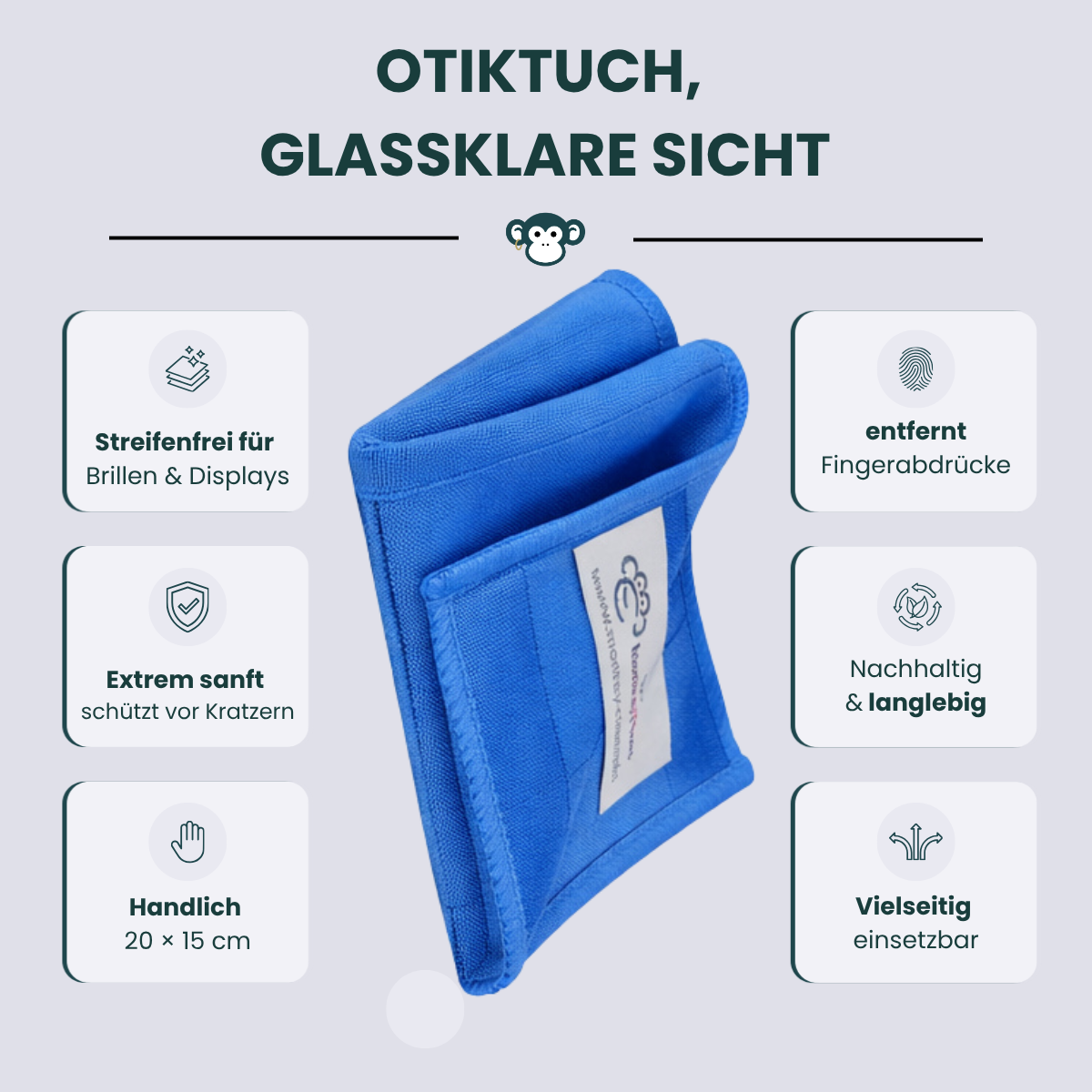 MonkeyClean® Optiktuch 3er-Set – glasklare Sicht