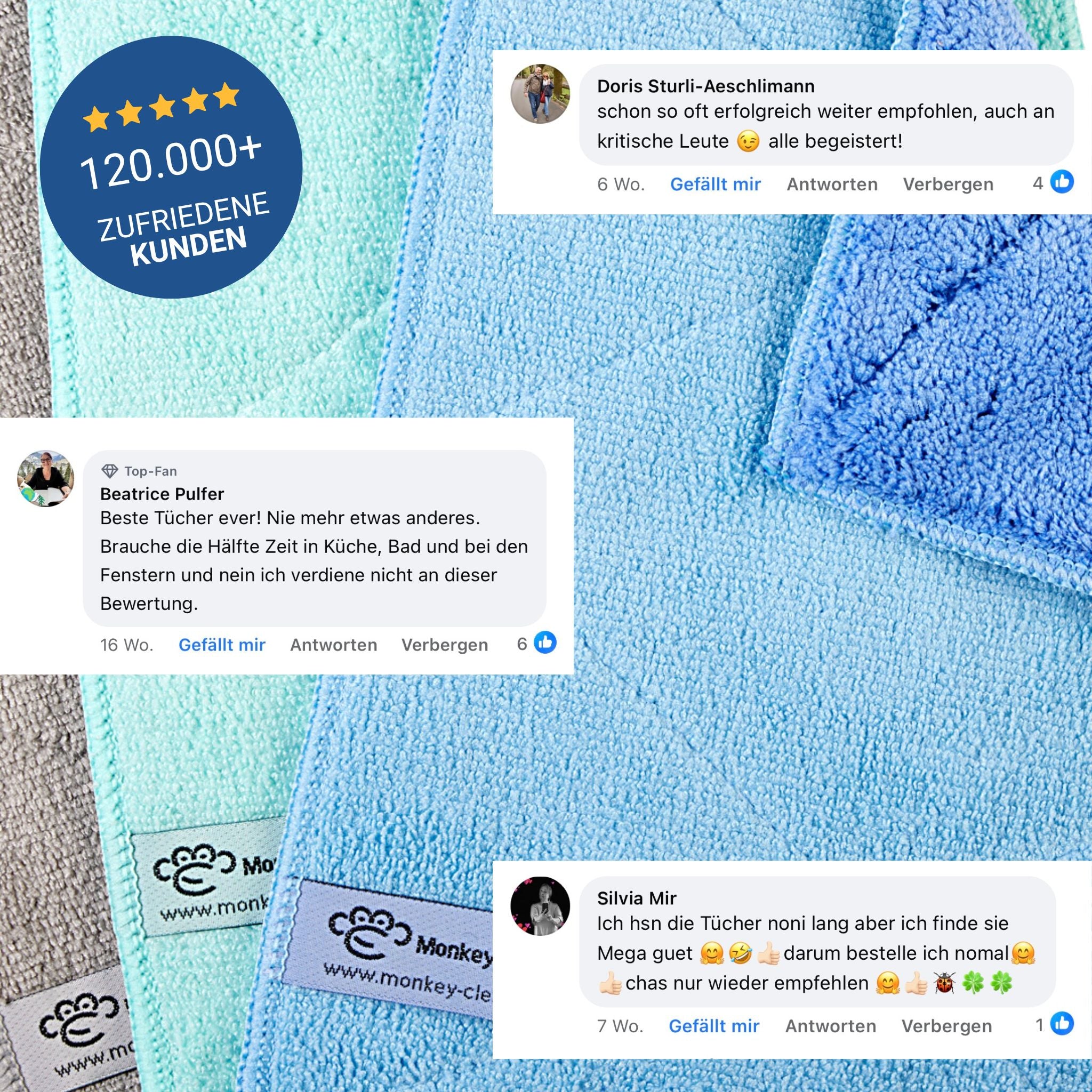 MonkeyClean® 3er-Set Premium Reinigungstuch