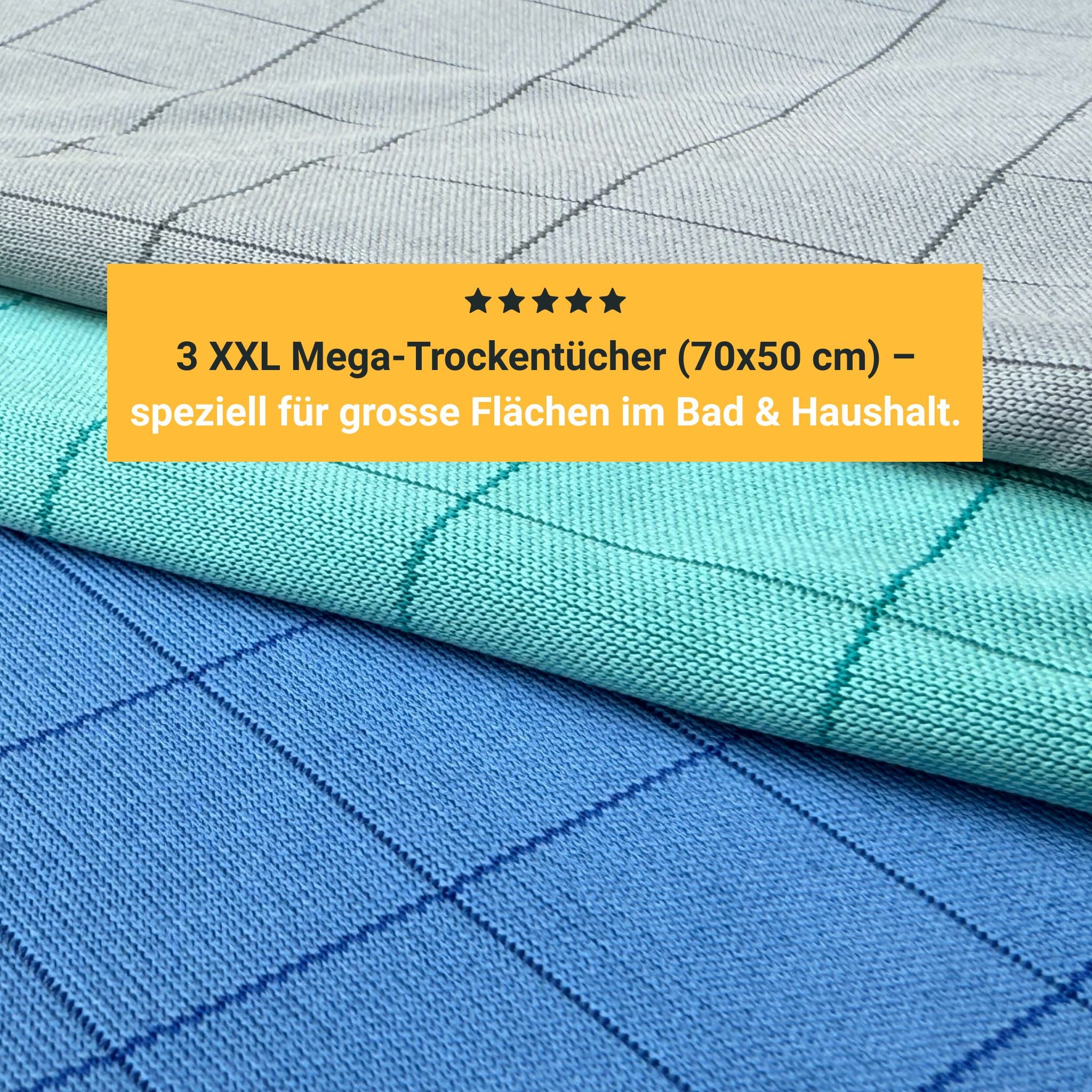 MonkeyClean® 3er-Set Premium XXL-Trockentuch – riesig, saugstark